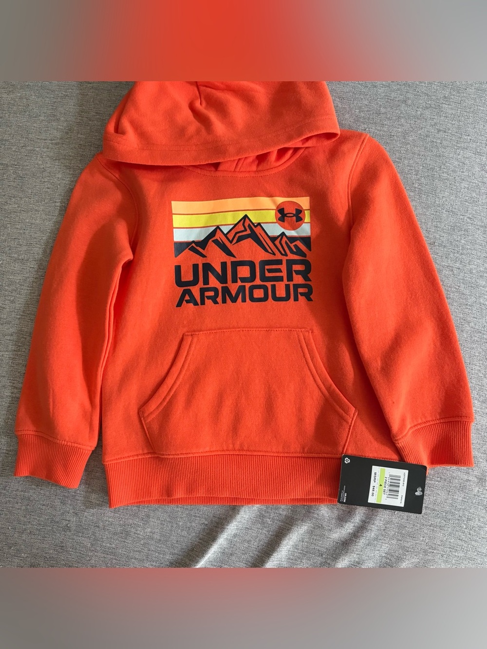 NWT Under Armour Neon Orange Hoodie with Mountain Logo - 4